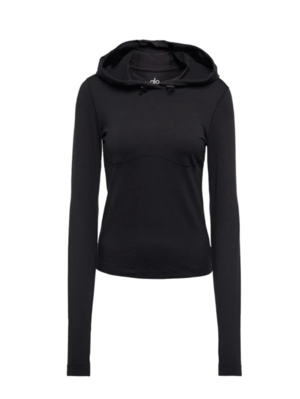 Alo Yoga Alosoft Hooded Runner Long Sleeve Black Athletic Top Size Small - Picture 7 of 16